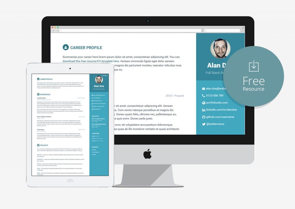 10 free bootstrap html online resume templates for cv