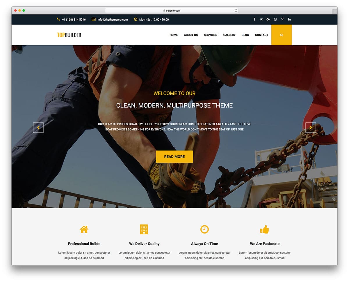 25  Premium Free Bootstrap Construction Company Website Templates