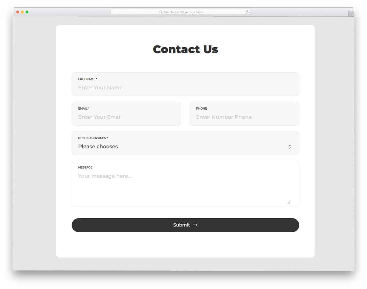 create contact form html
