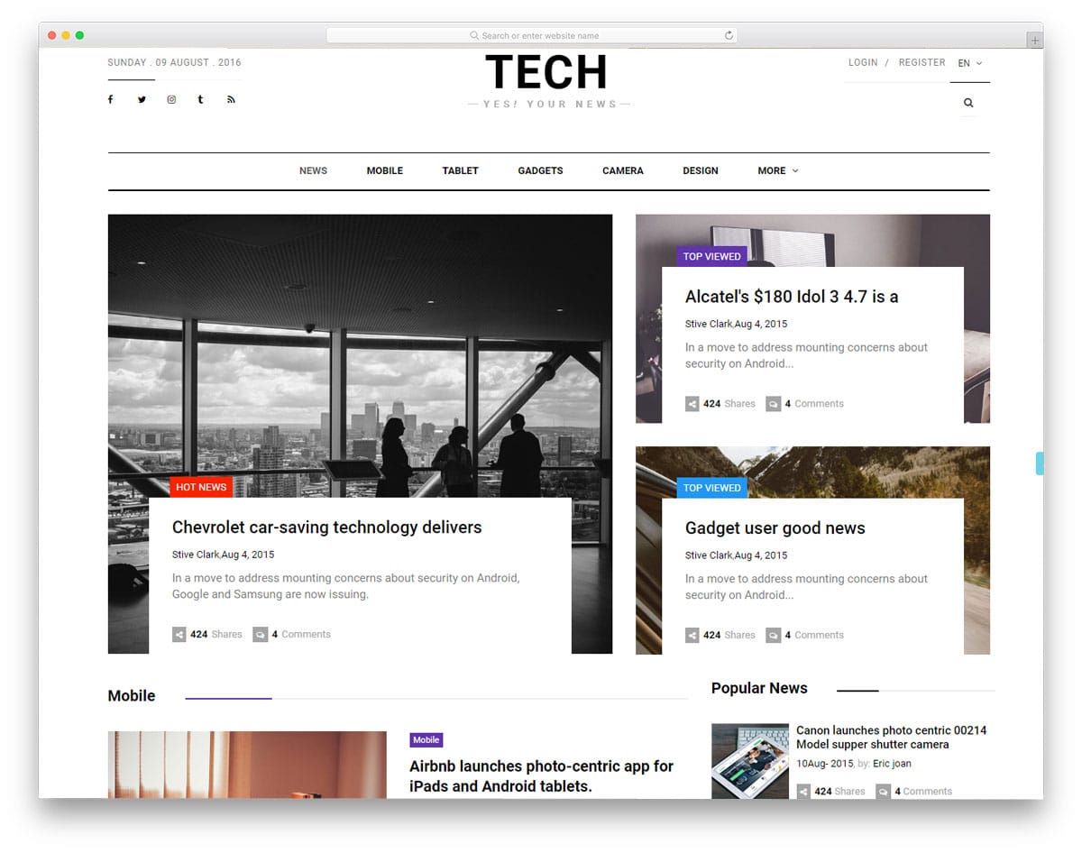 free bootstrap blog template for tech blogs