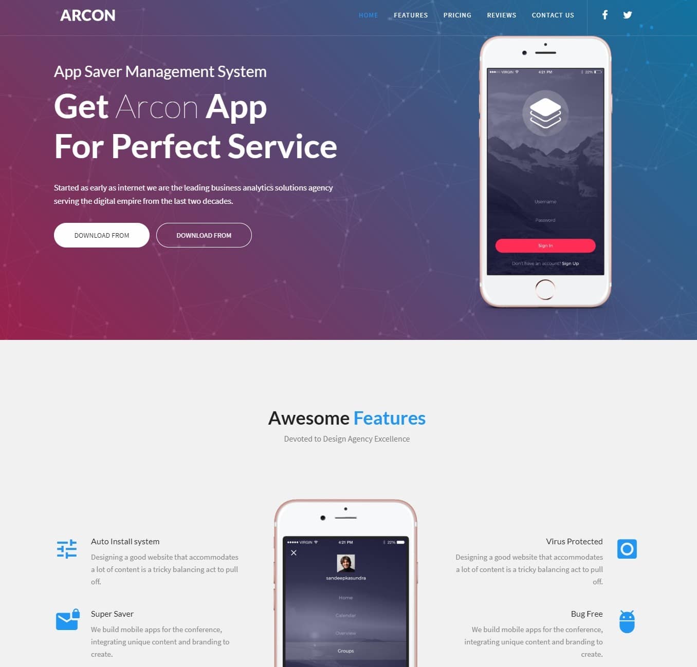 arcon-html-landing-page-templates