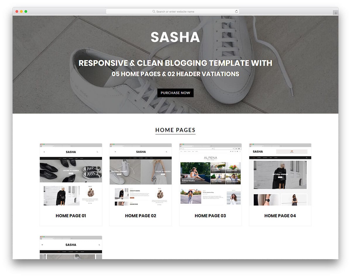 sasha-free-minimal-website-templates