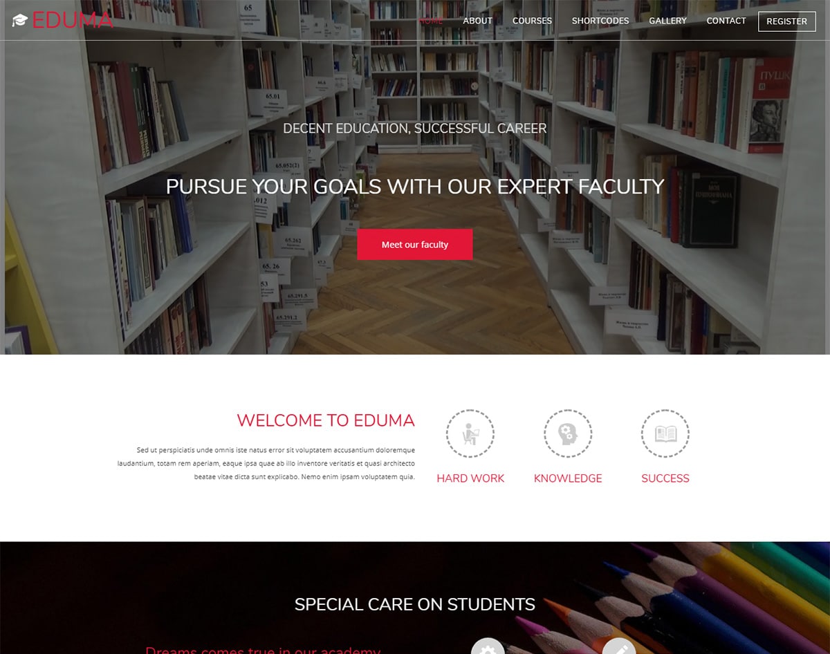 Eduma bootstrap website template with video background