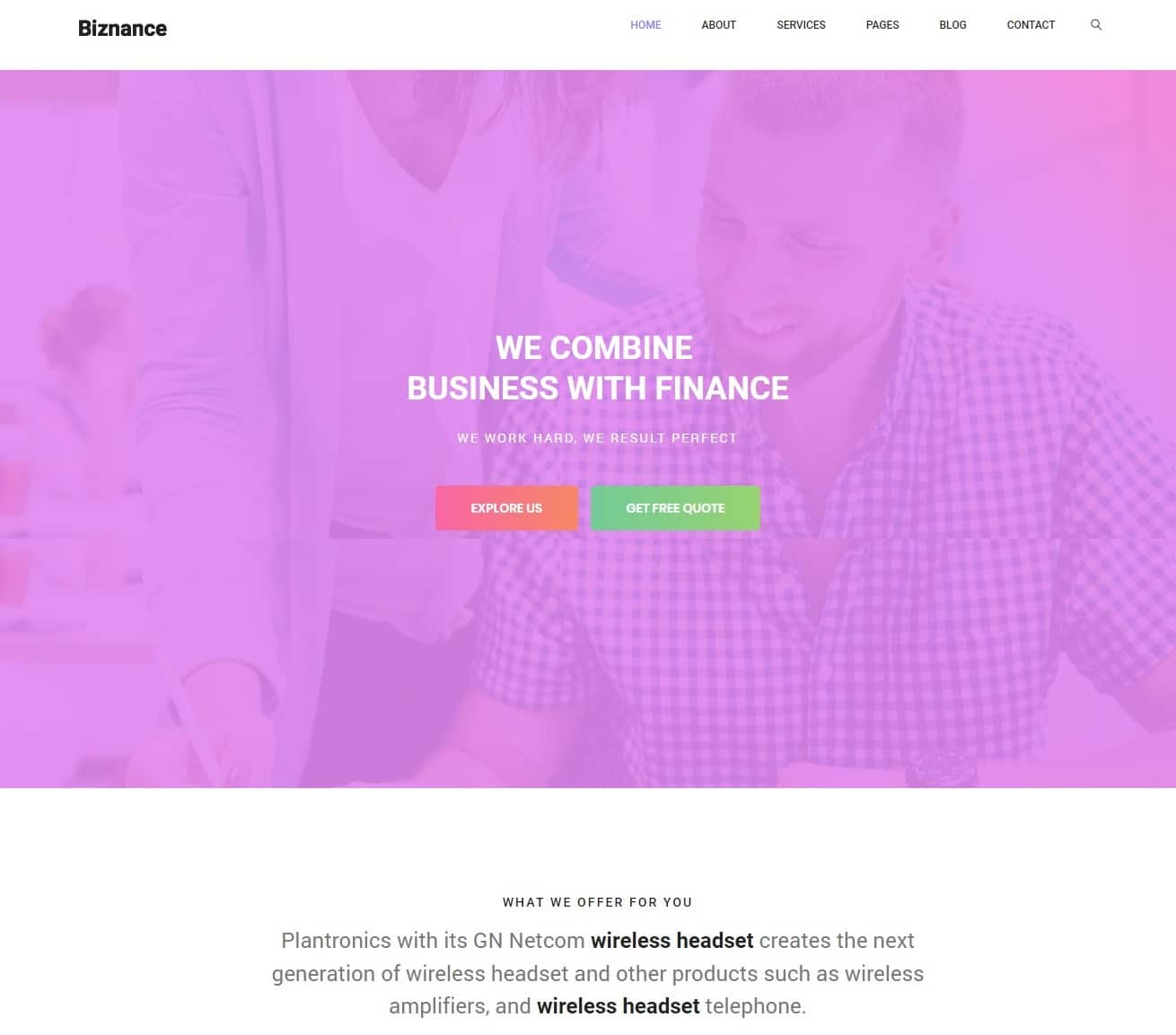biznance transportation website template