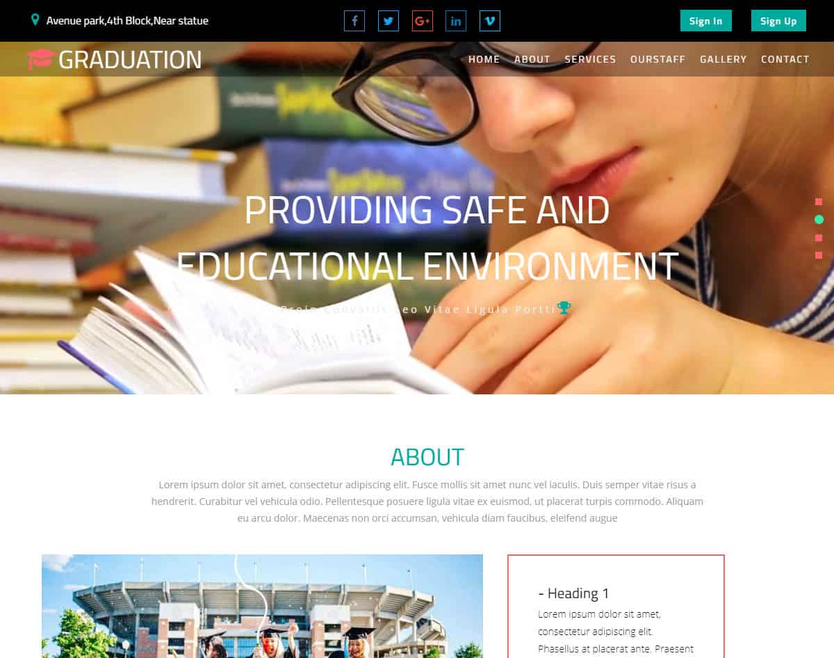 bootstrap website template with video background - graduation