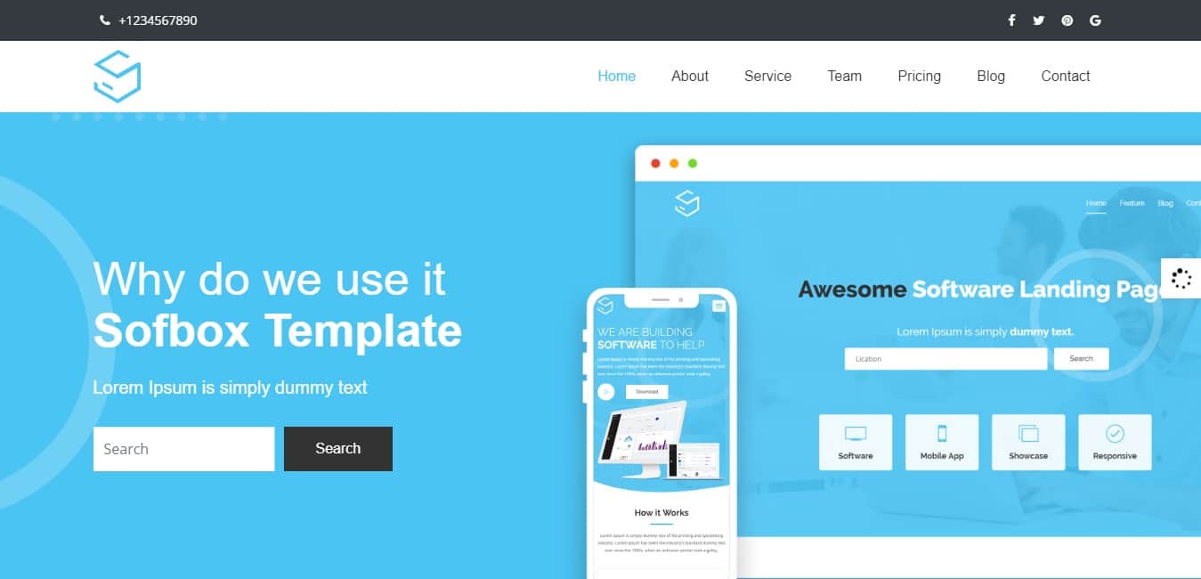 Sofbox Responsive Software Landing Page
