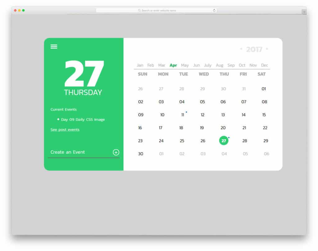 38 Cool CSS calendar Inspiration For Your Web And Mobile Applications