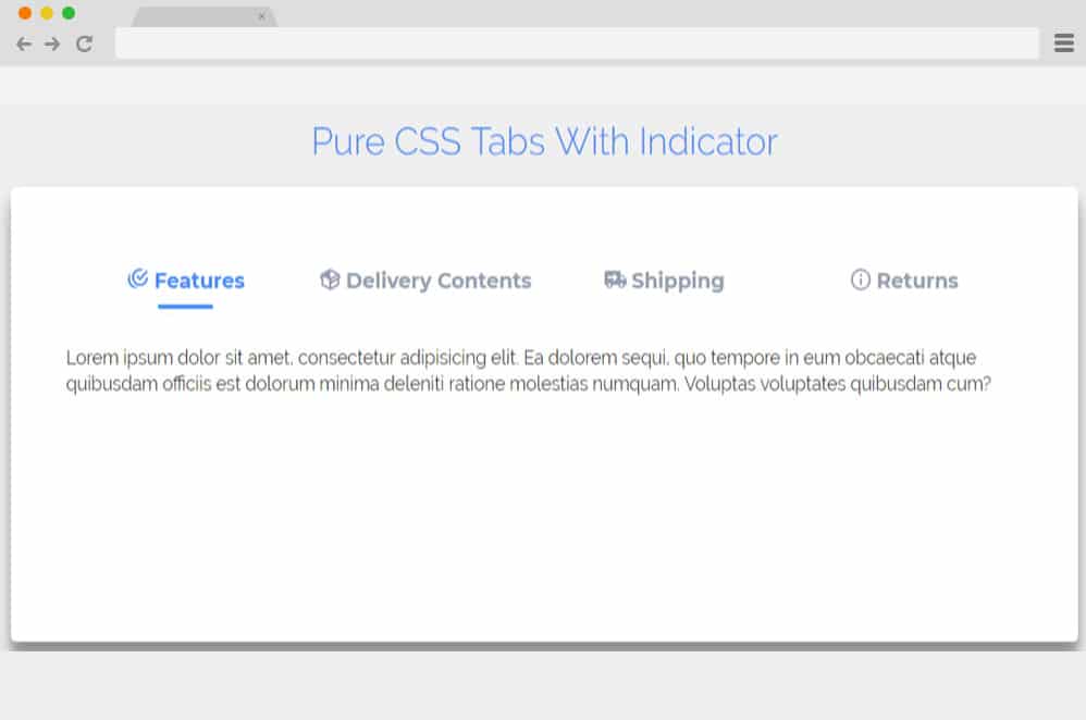 Pure CSS Tabs with indicator
