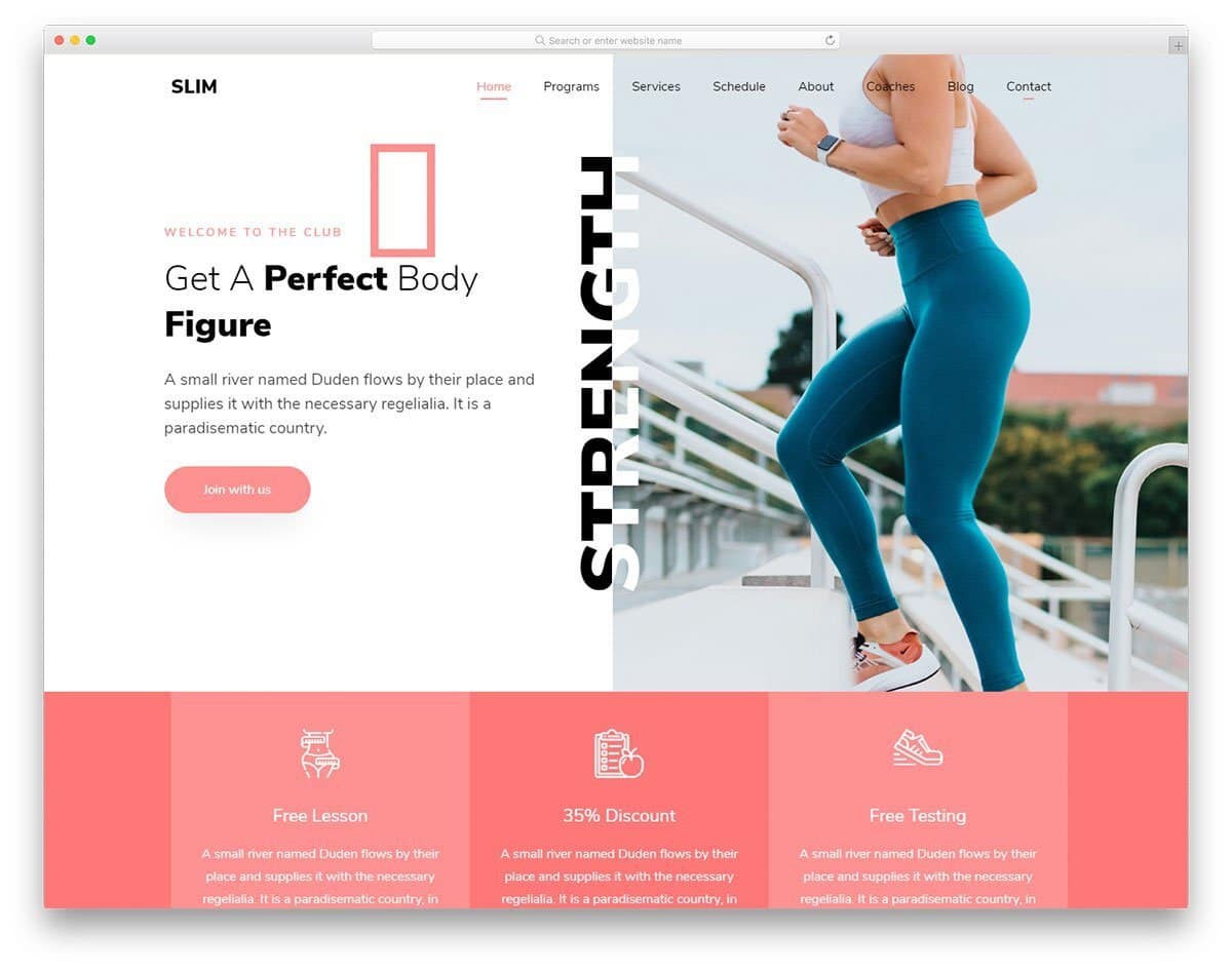 fitness club landing page template