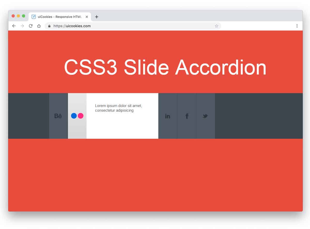 CSS3 based hover activated accordion design