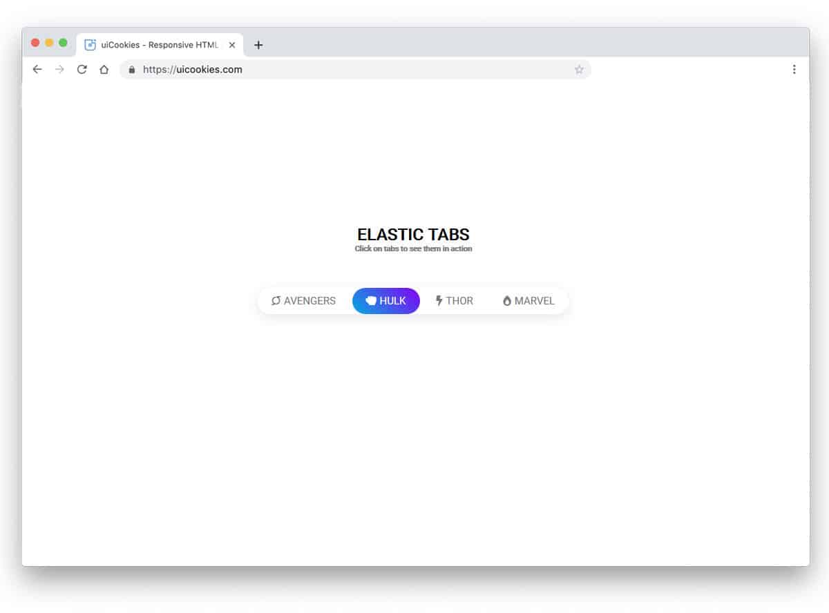 Interactive animation for tabs