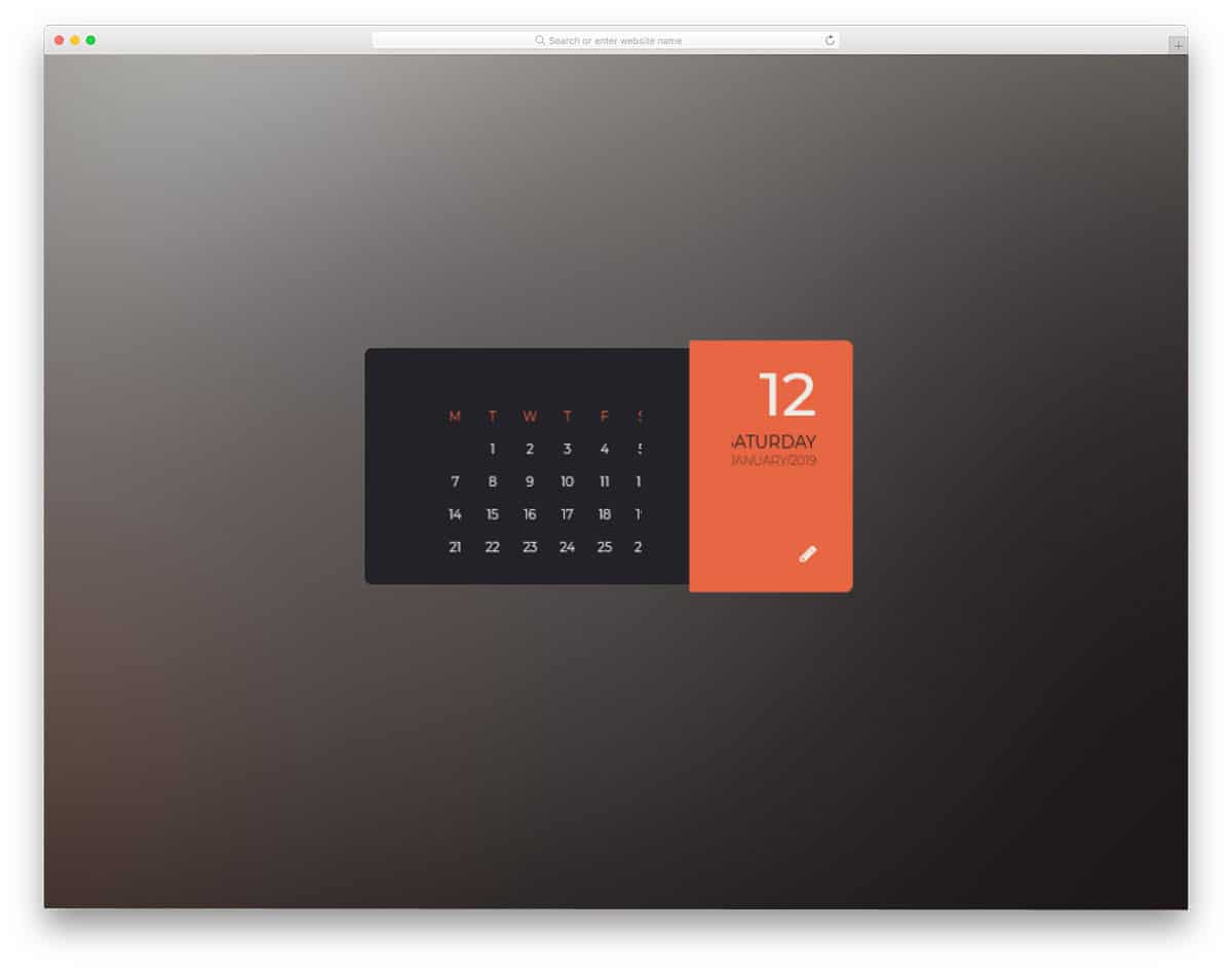 flipping effect is carefully handled in this calendar