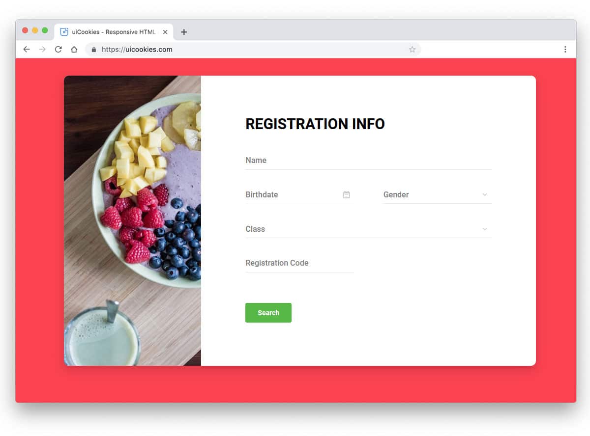 bootstrap form template example for registration form