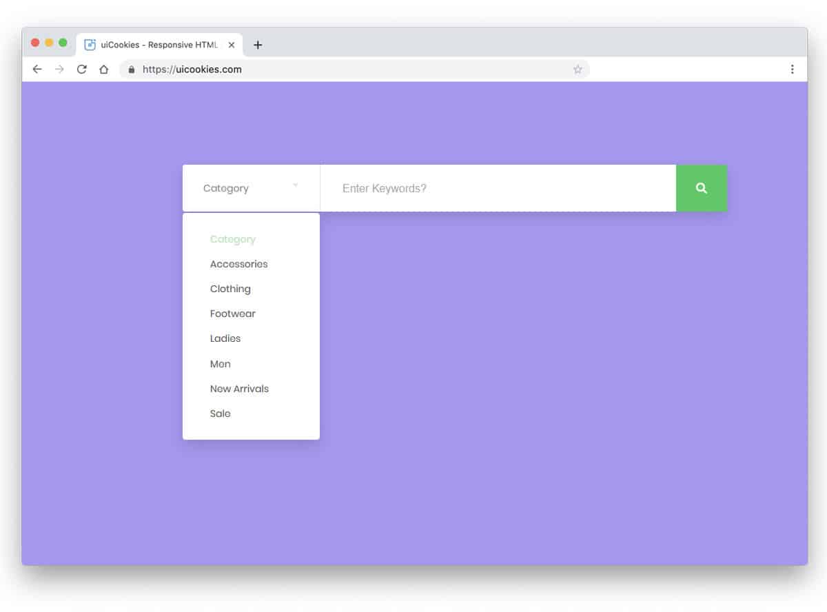 bootstrap search with drop-down filter option