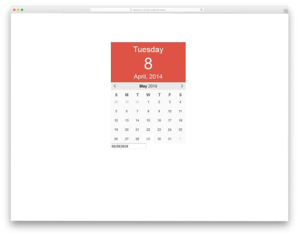 fixed calendar based datepicker design