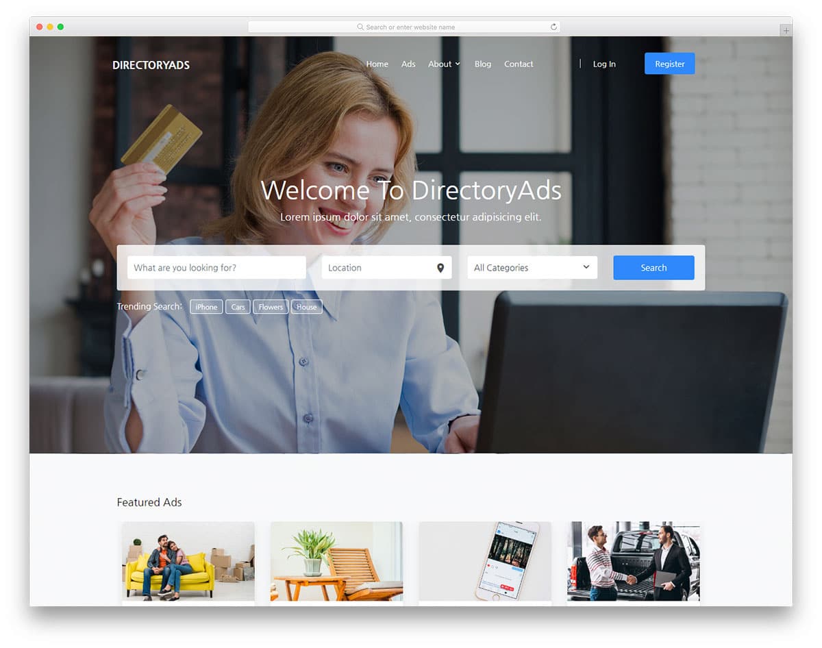 bootstrap header with useful search tool