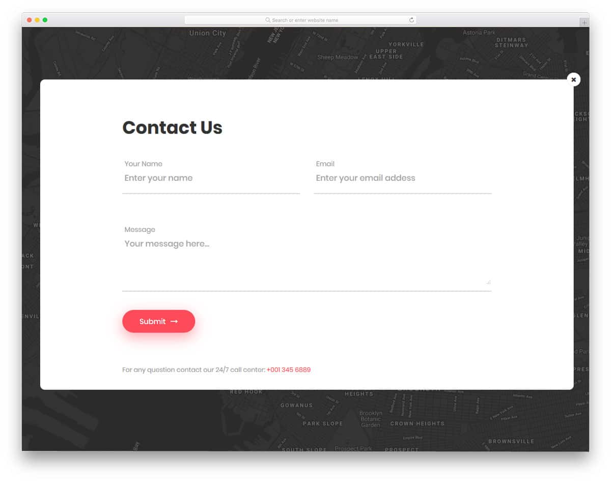contact form with a floating button