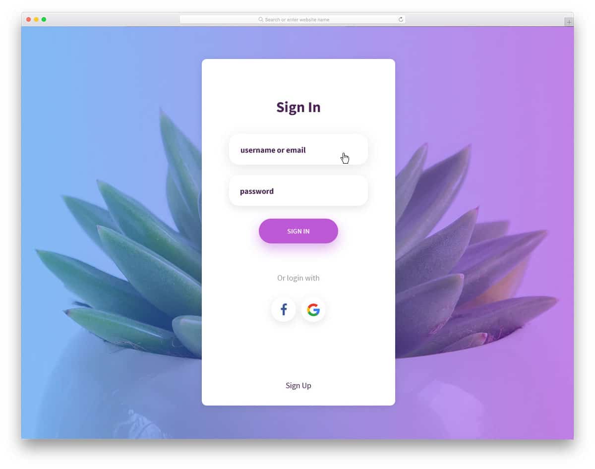 login form with floating elements