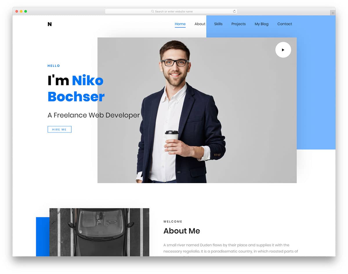 header design for present-day personal website