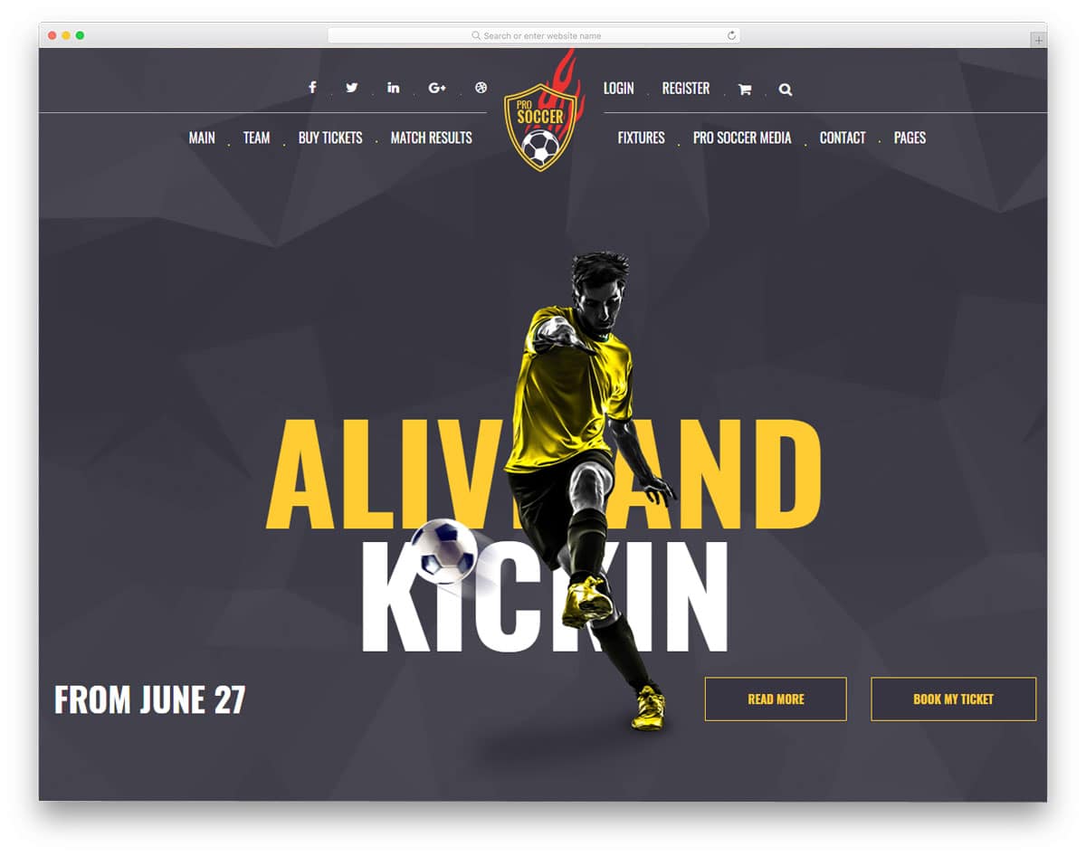 soccer club wordpress theme with online ticket selling option
