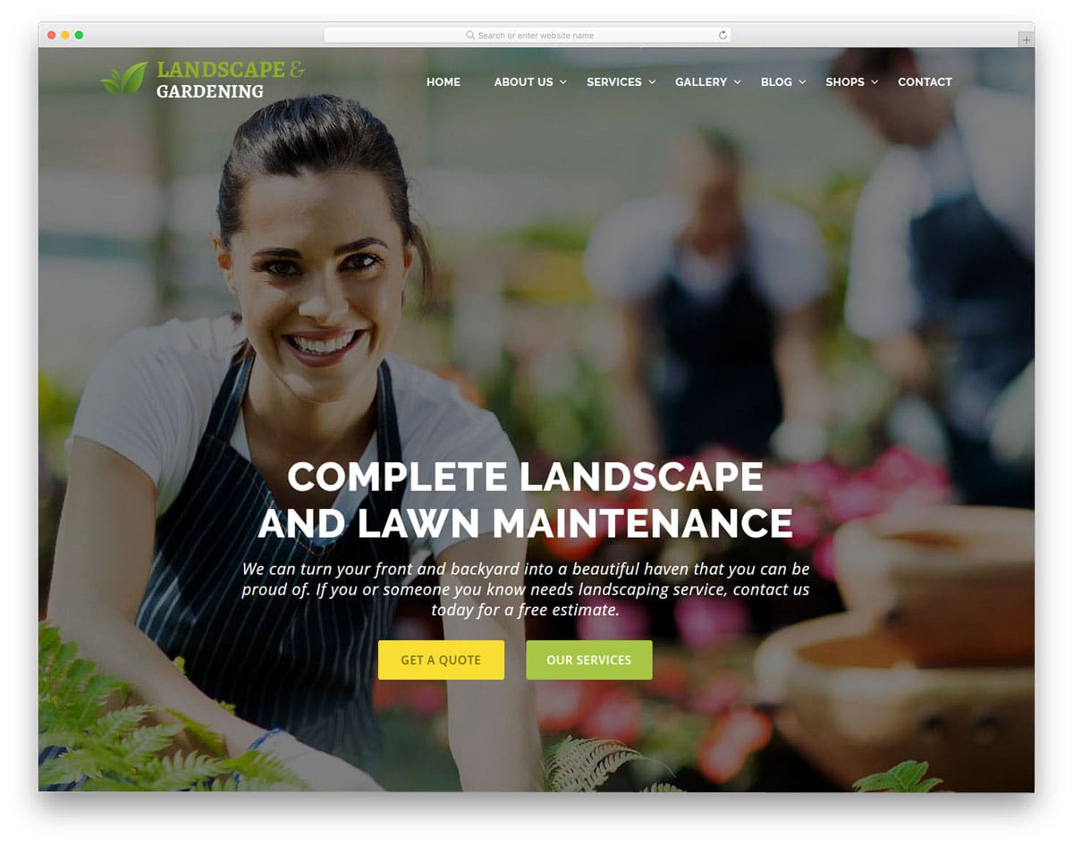 landscaping website template with flexible coding