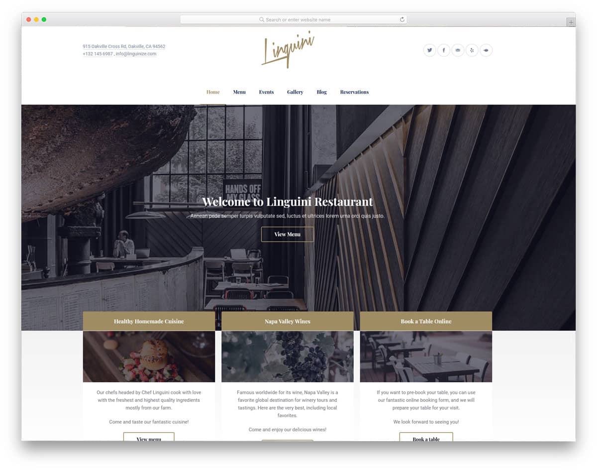 restaurant WordPress theme with friendly navigation options