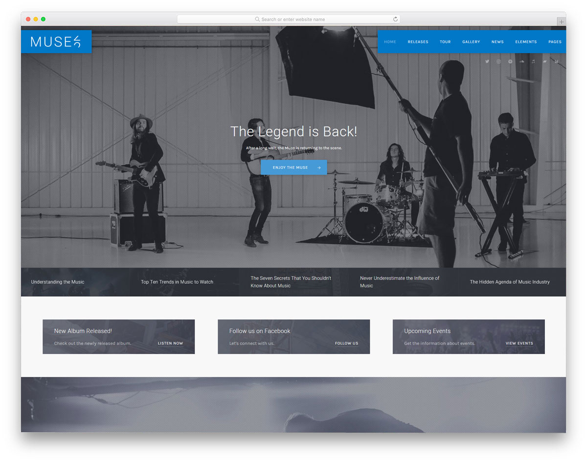 simple and neat WordPress themes for music bands