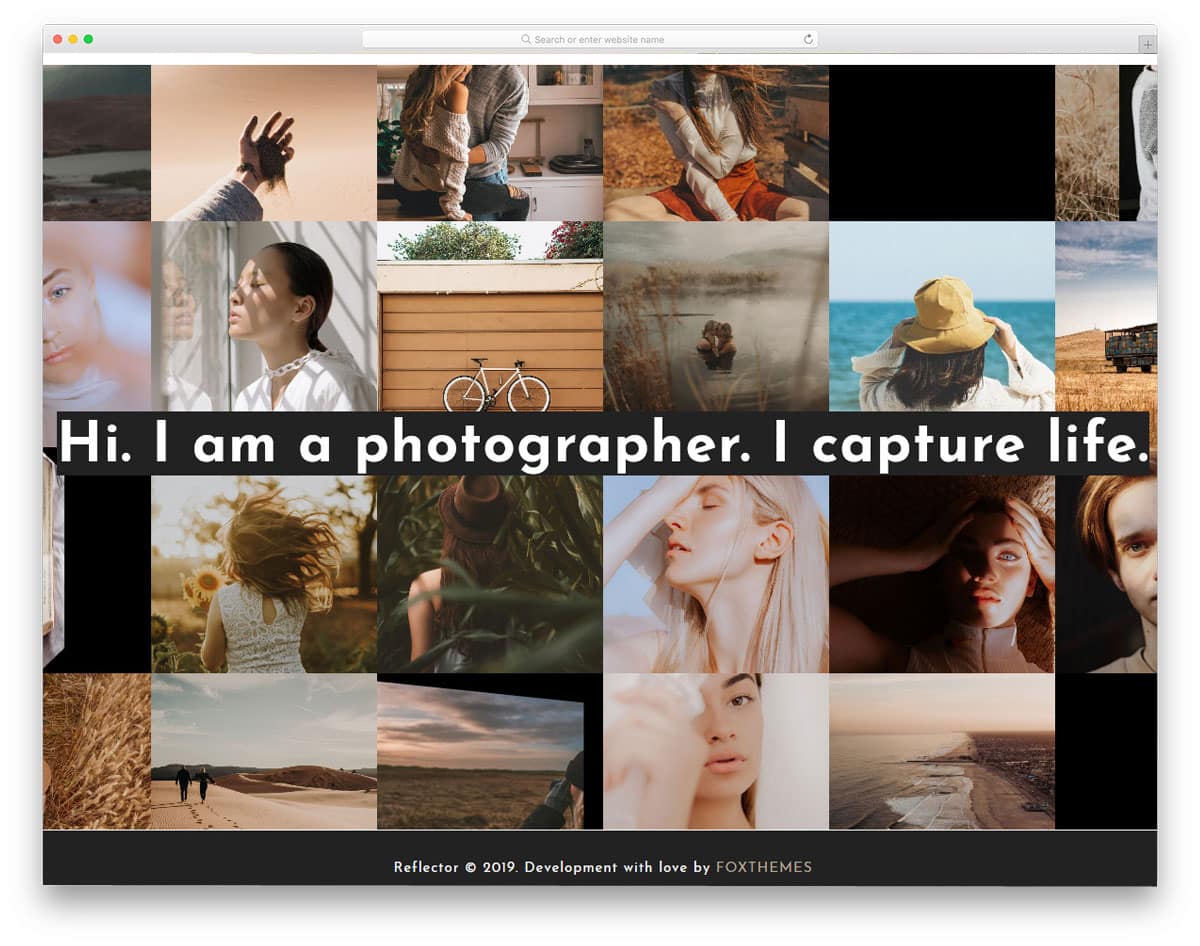 photography website theme with photowall