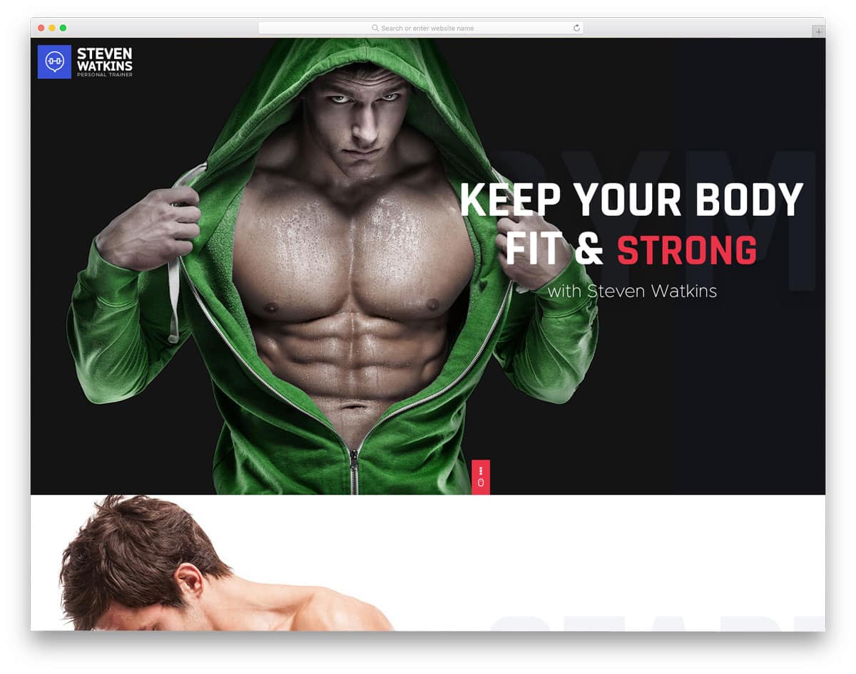 personal website theme for fitness trainers