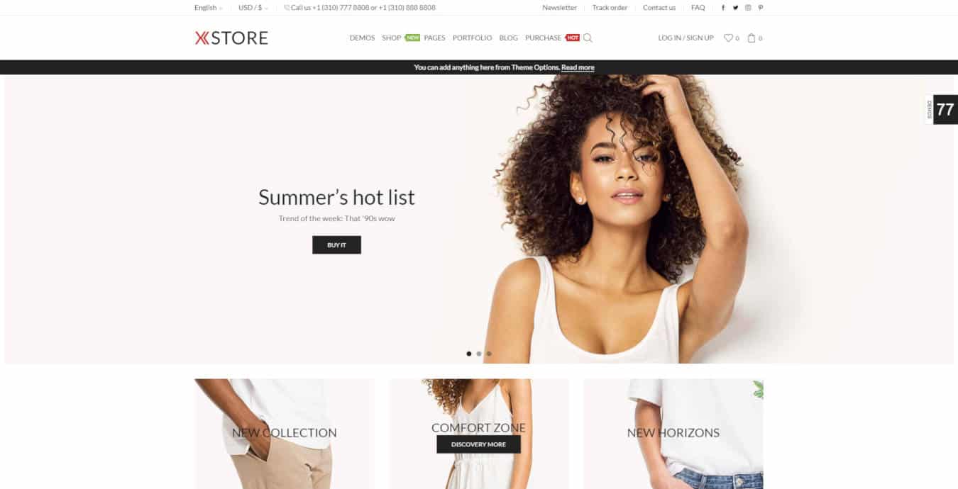 xstore ecommerce website template for WordPress