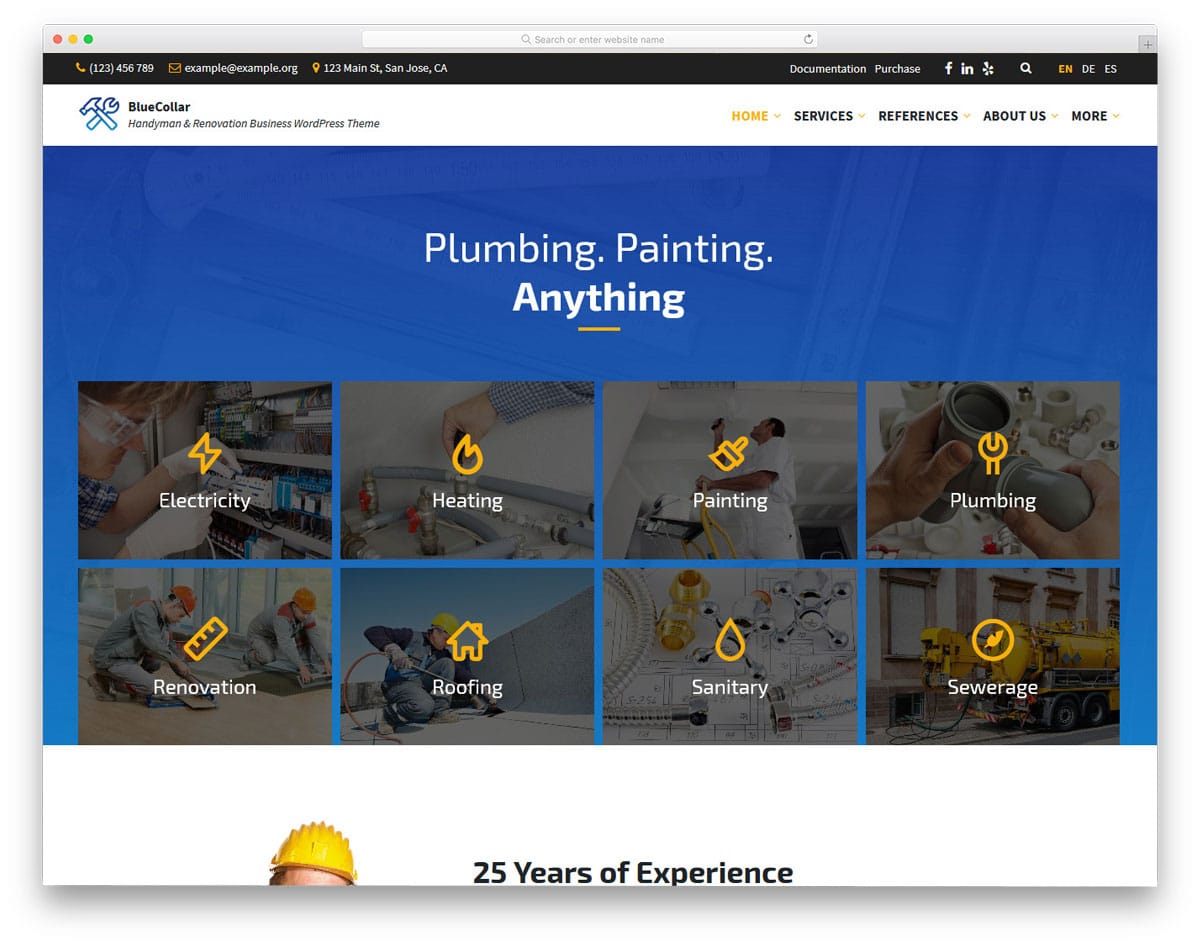 wordpress theme for plumbing, painting, and renovation services