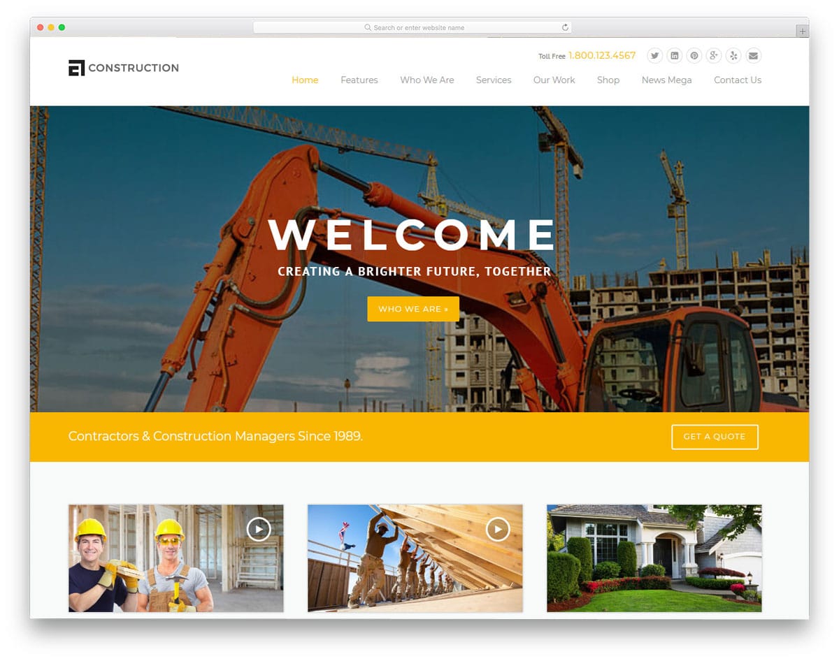 feature-rich construction niche wordpress theme