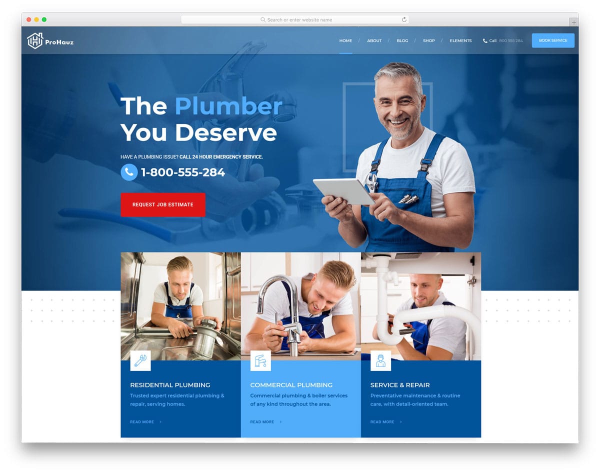 modern feature-rich plumber wordpress themes
