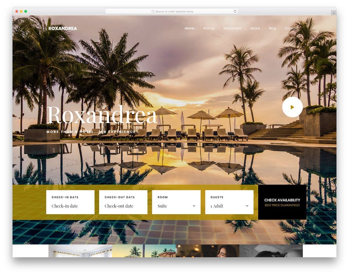 html5 hotel website template with video background sections