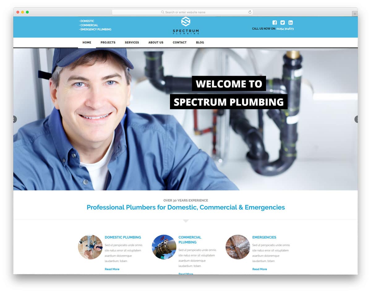 clean classic looking plumber wordpress themes