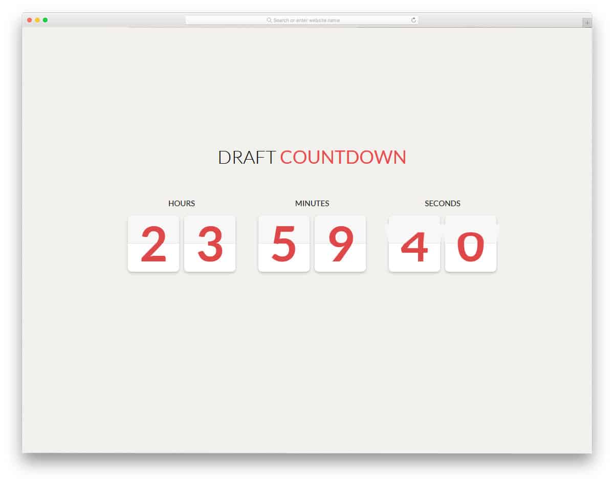 simple card flipping style countdown timer