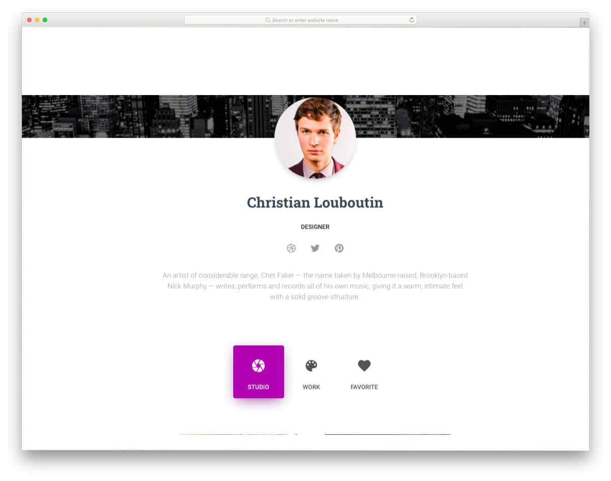 user profile sample page template free download