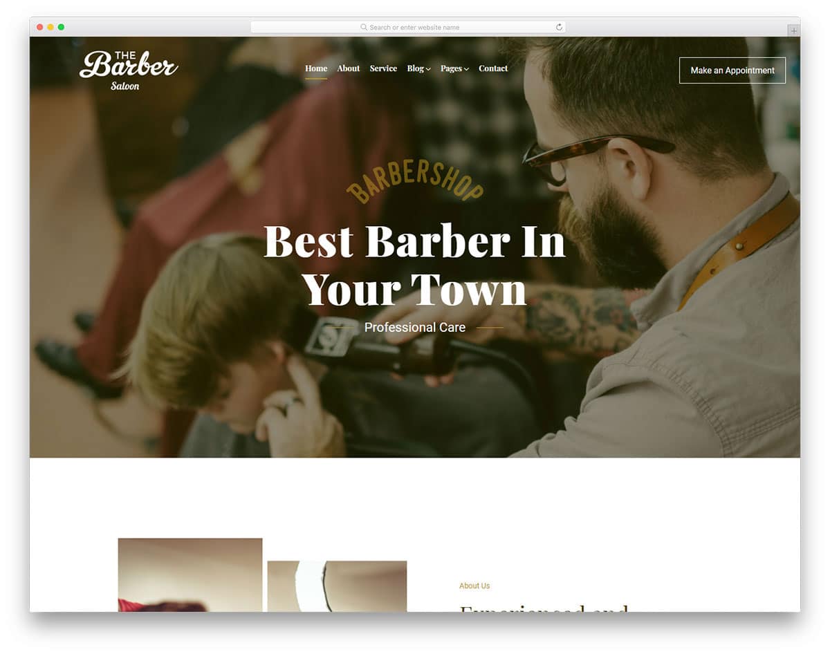 hair salon website with a clean and professional design