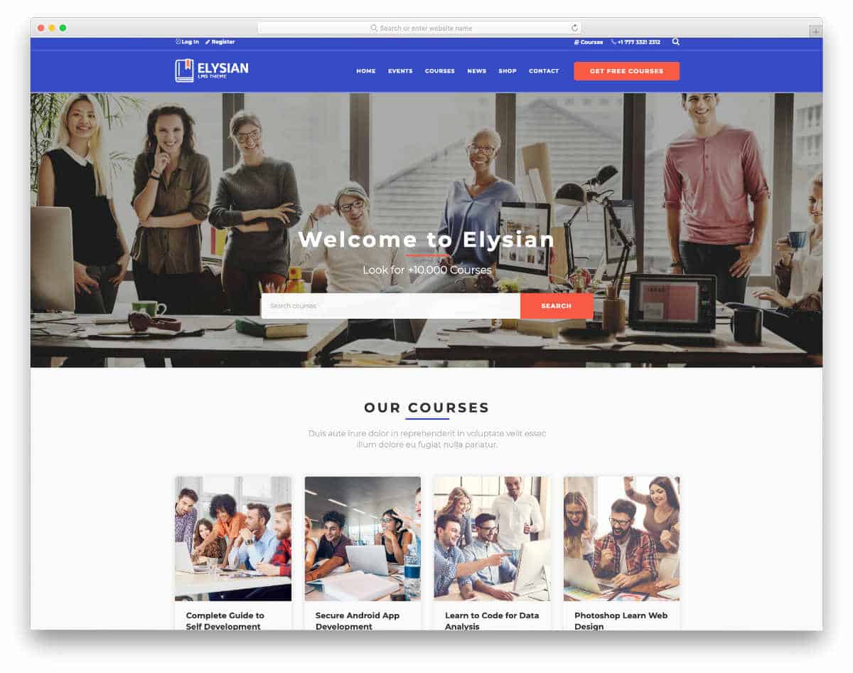 education website template with fresh design