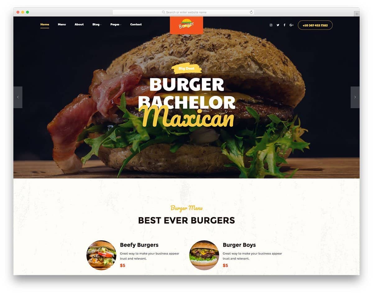 header design for fastfood websites