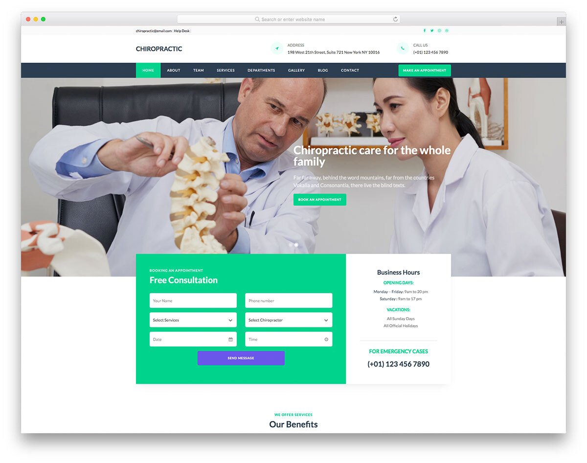 free chiropractic doctor website template