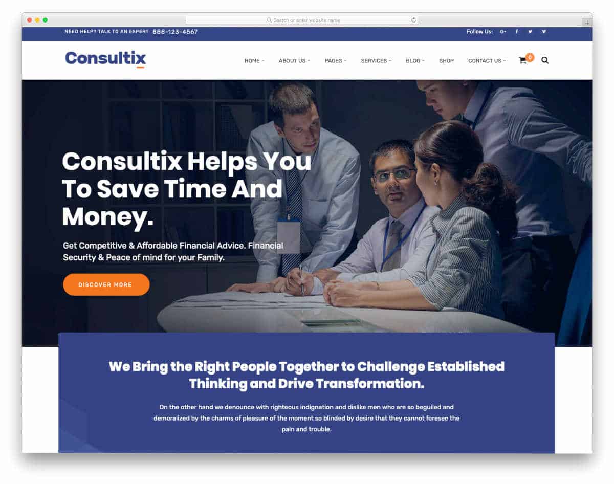 content-focused business website template
