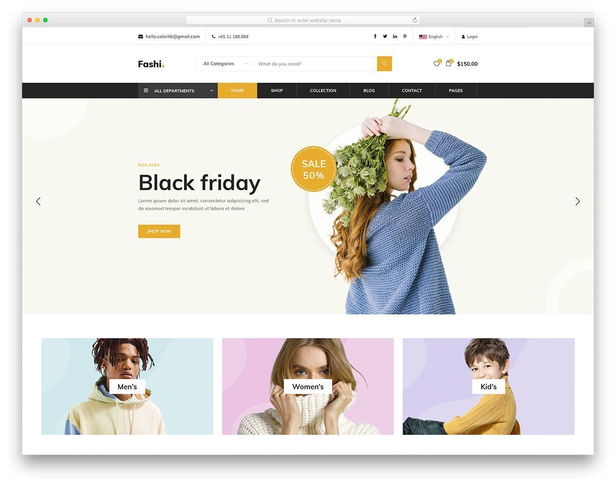 header design for eCommerce site