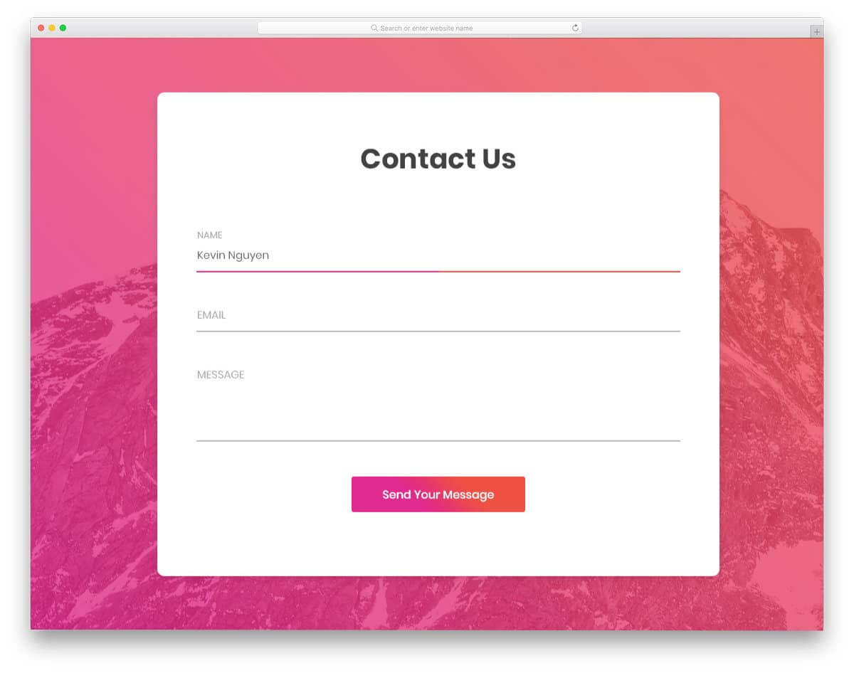 simple CSS contact form template