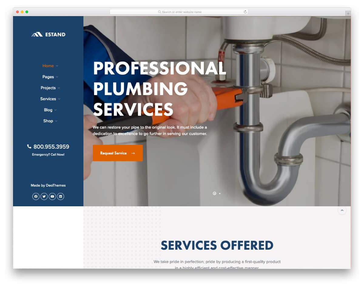 feature-packed plumber WordPress theme