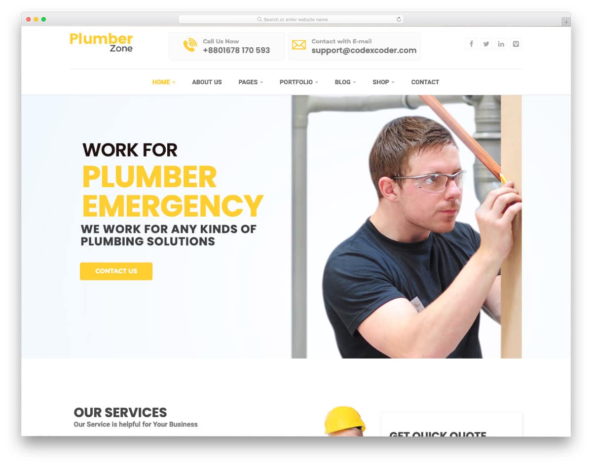 clean and simple plumber website template