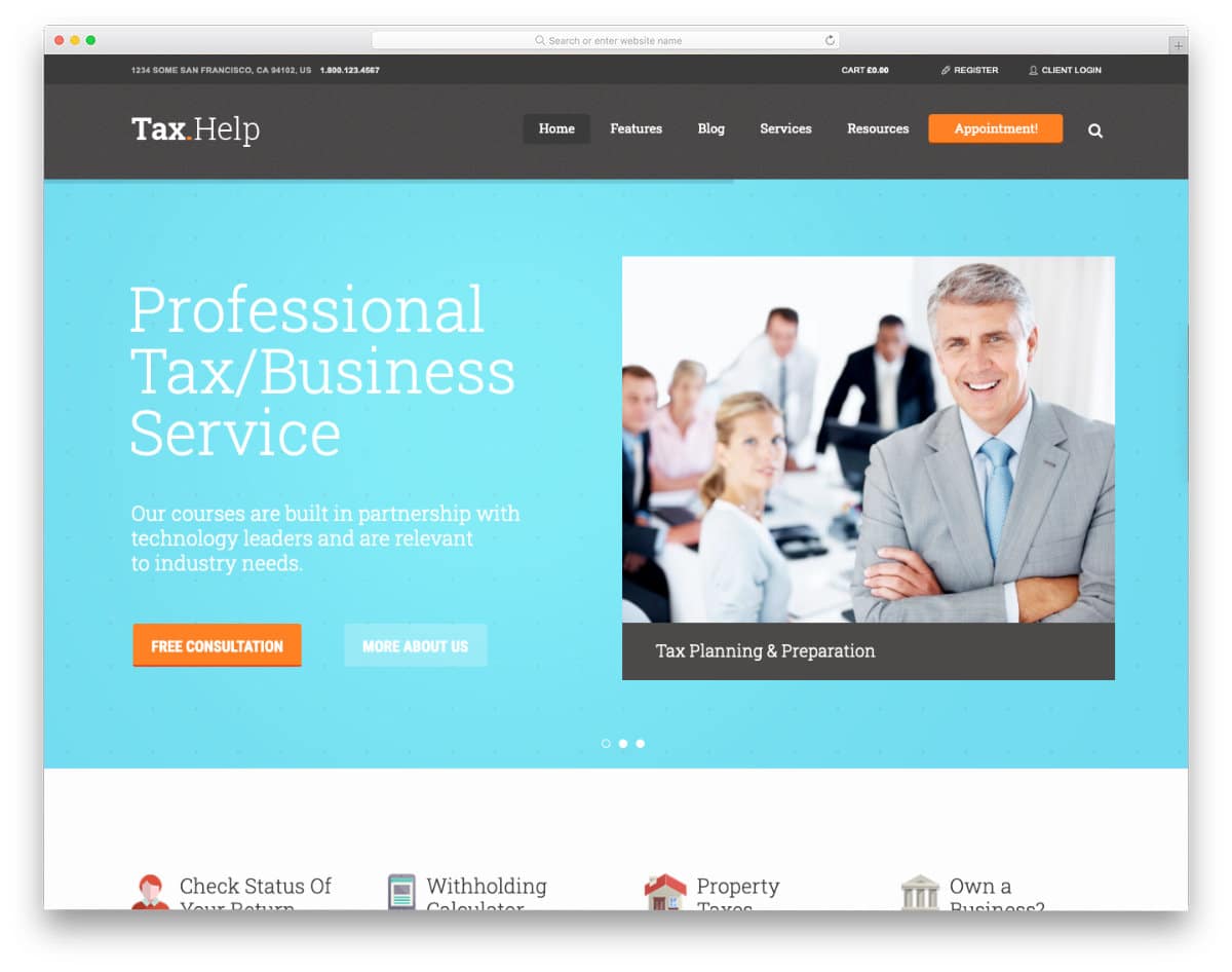 Tax Service and consulting Website Templates