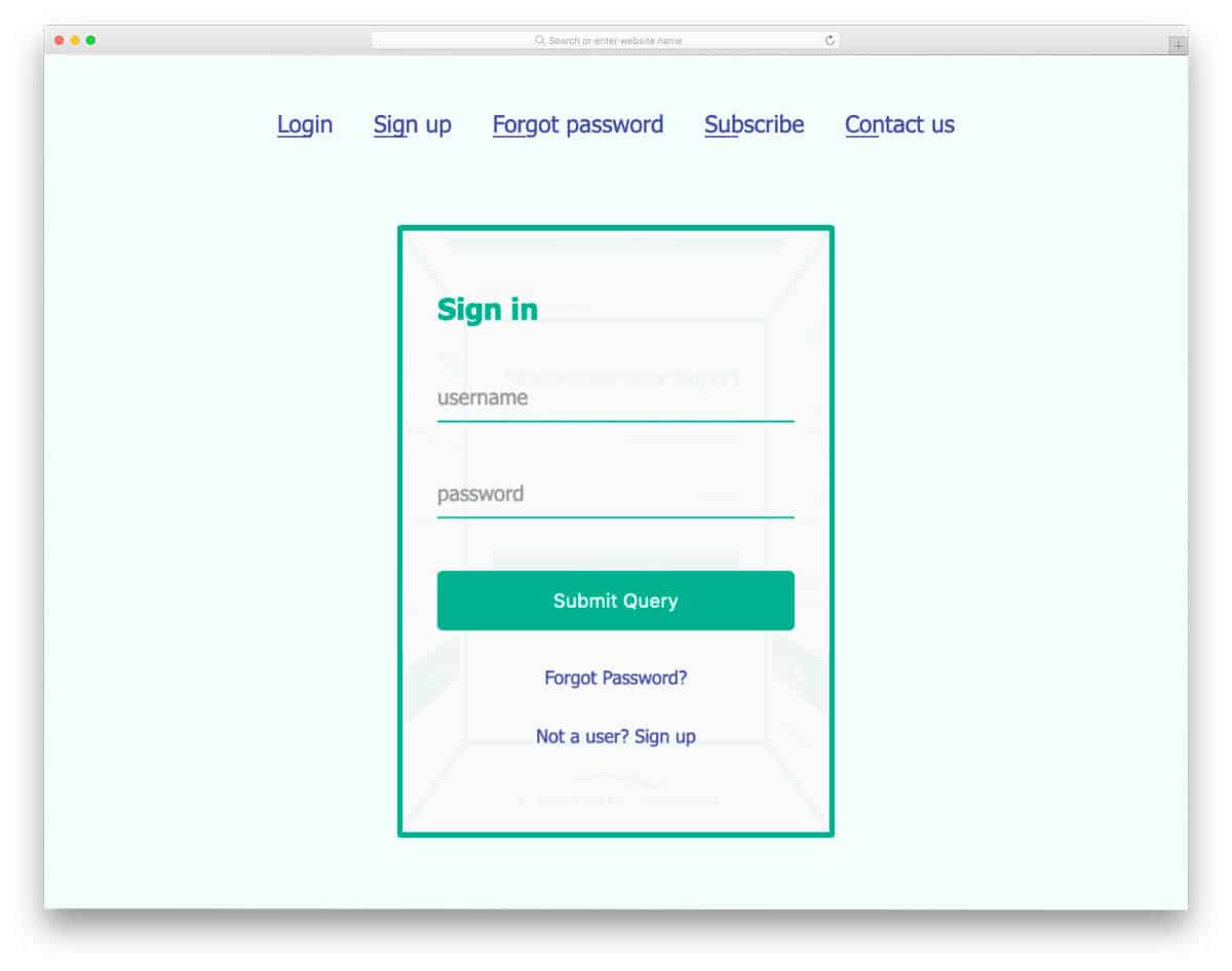login form with interactive transition effect