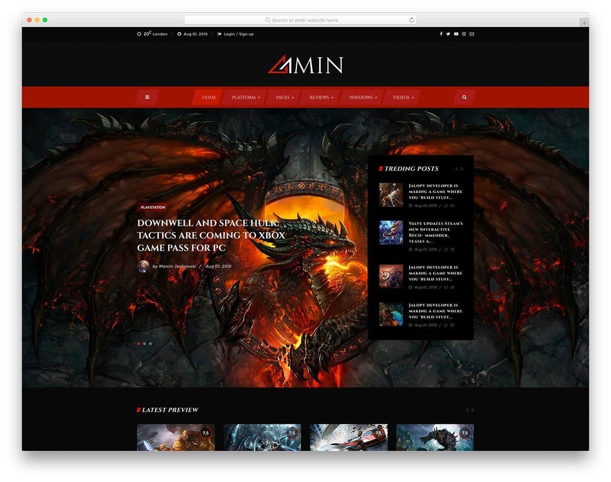 bold looking gaming website template