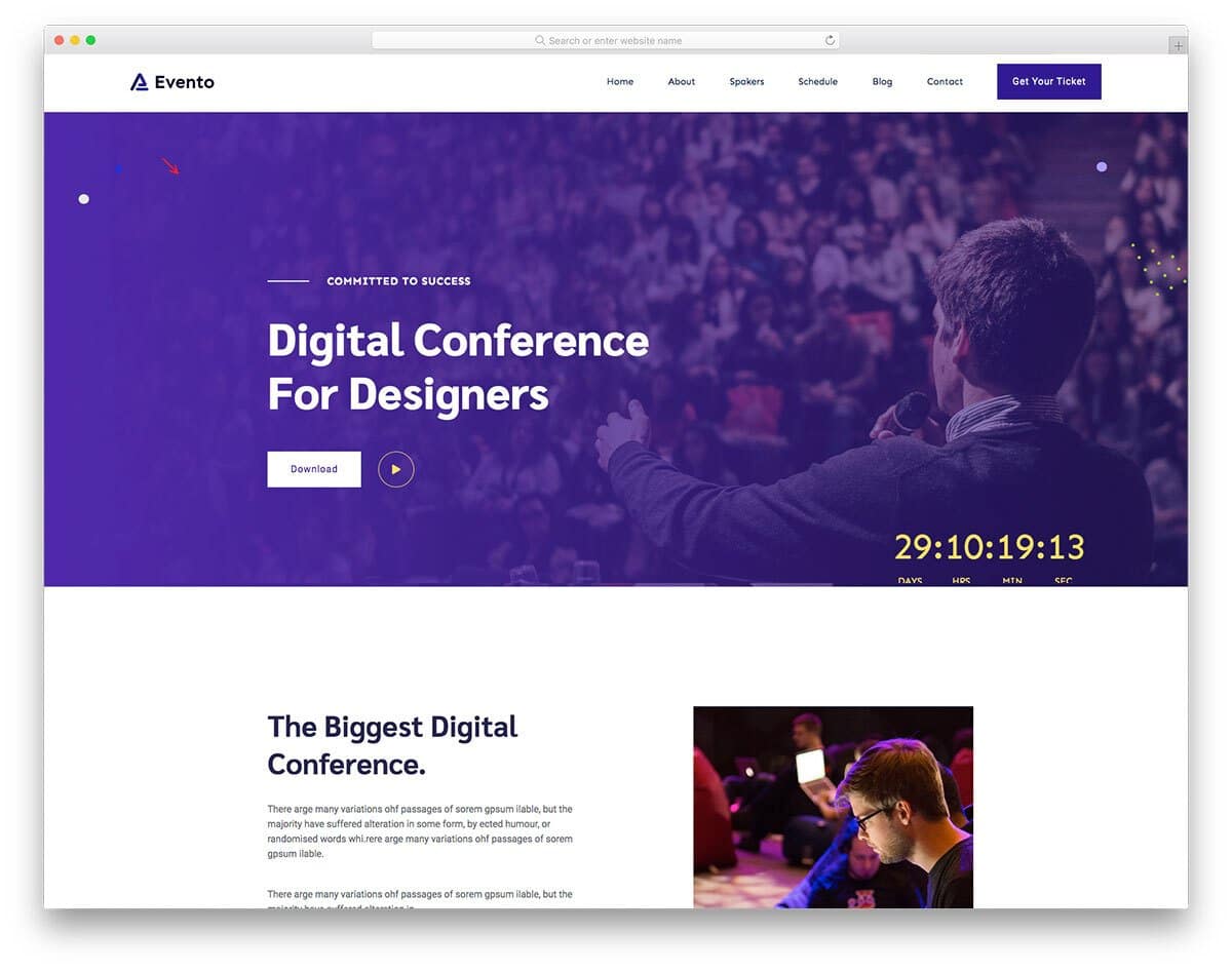 free digital event website template